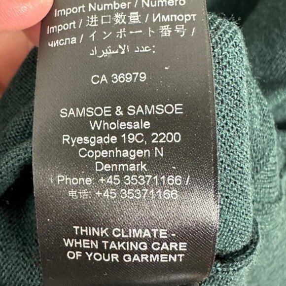 NWT Samsoe 100% Merino Wool Green Crew Neck Lightweight Sweater Mens Size XL New - Picture 12 of 15